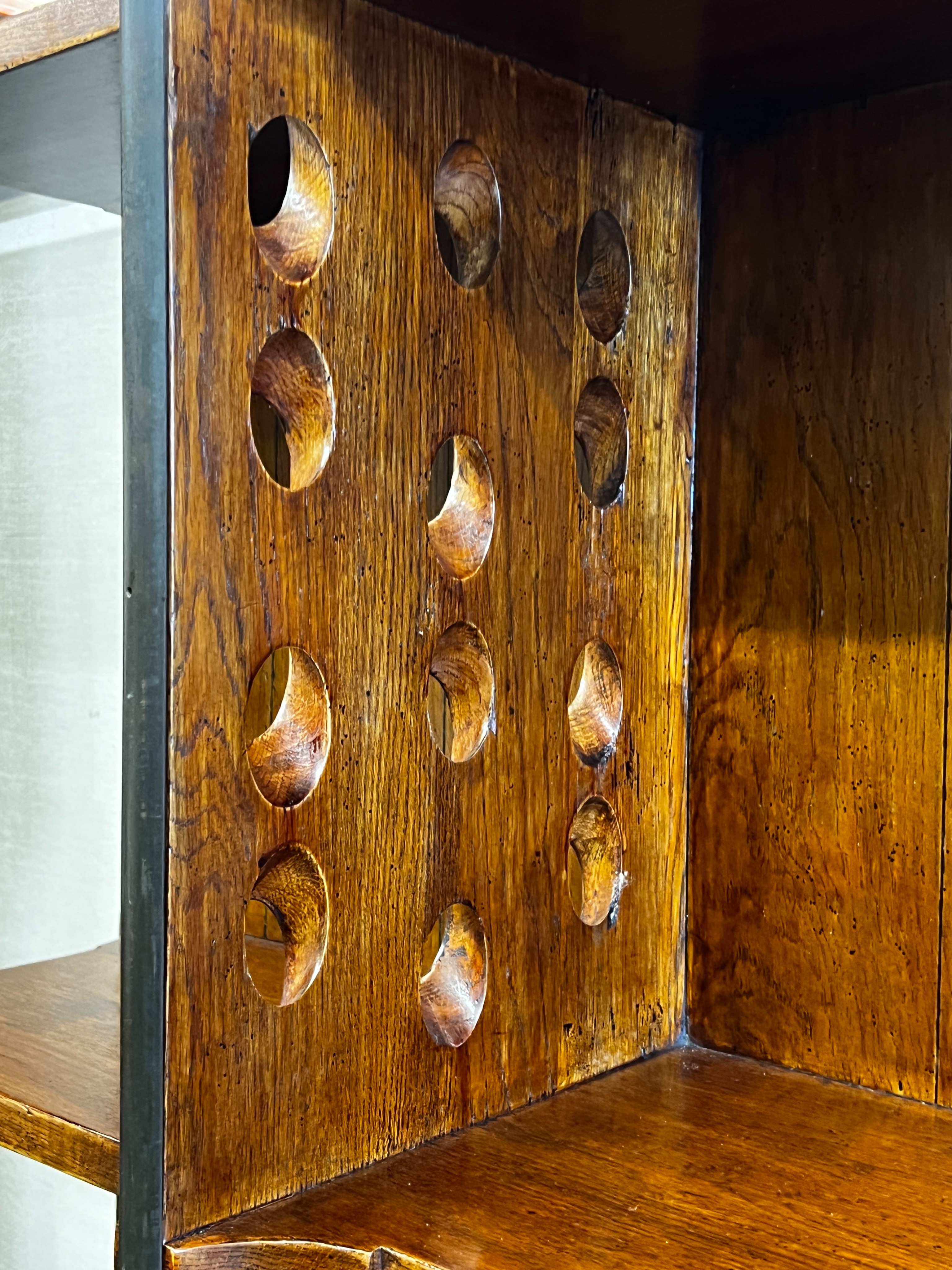 An oak five tier wine storage unit, width 78cm, depth 33cm